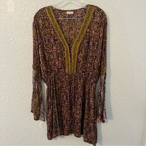 Rebellion Boho Hippie Floral Women’s Bell Sleeve Dress
